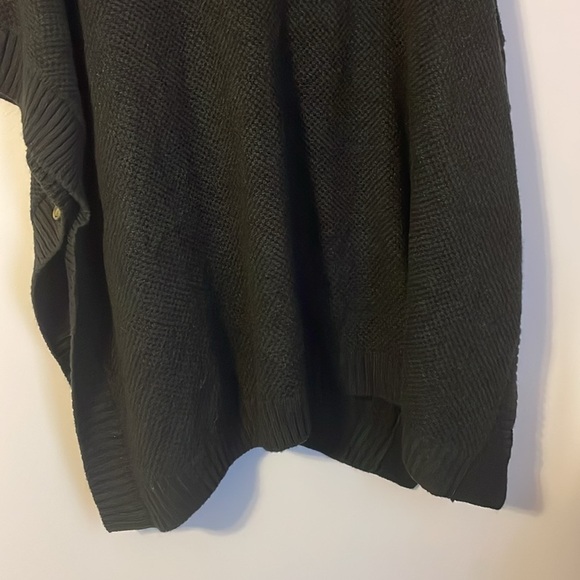 Loft Black Chunky Knit Cowl Neck Poncho Sweater size M/L - Picture 9 of 14